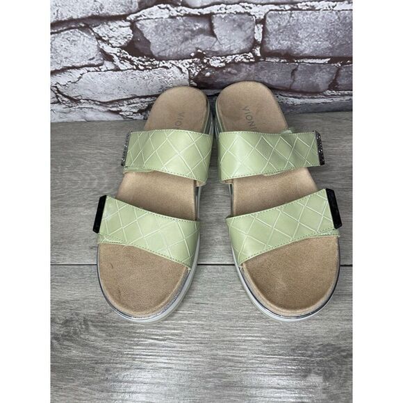 Vionic Brandie Mint Green Double Strap Slide Vegan Sandals Women’s Sz 8M US/39EU - Picture 1 of 16